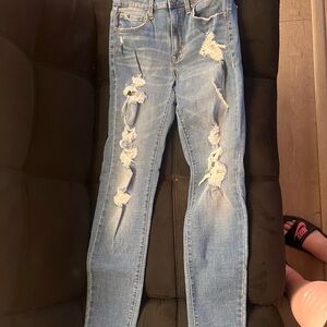 Aeropostale Light Blue Distressed Skinny Jeans